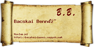 Bacskai Bennó névjegykártya